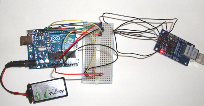 Arduino setup with Ethernet addapter and thermistor